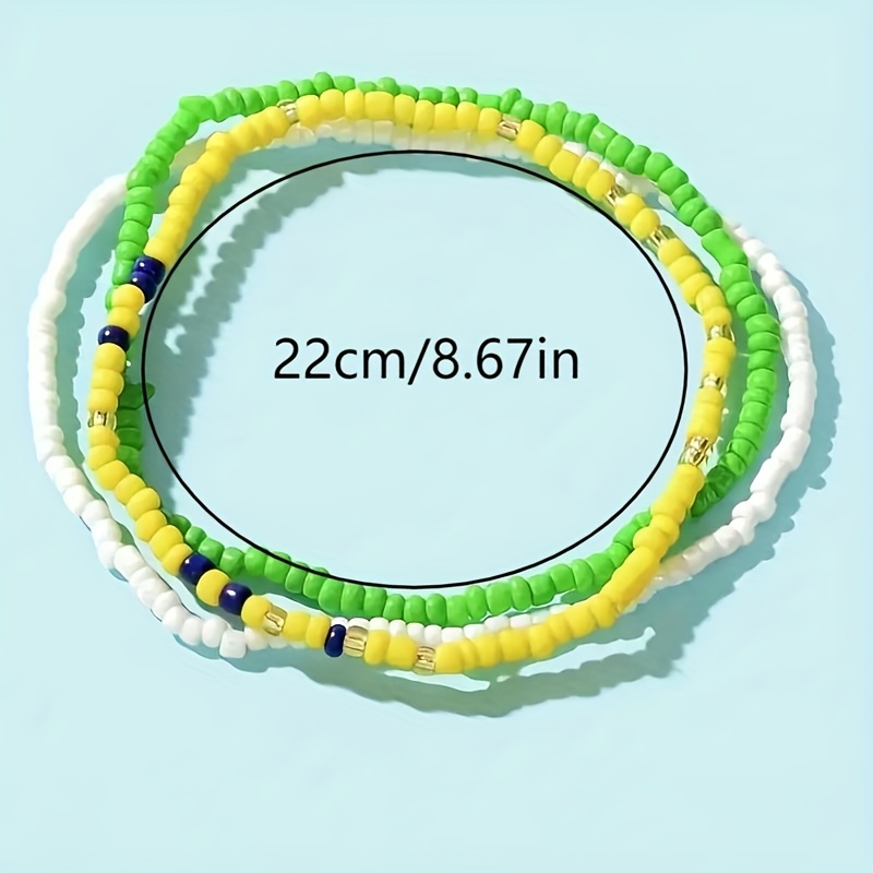 3pcs Bohemian Seed Bead Vacation Style Anklet Set